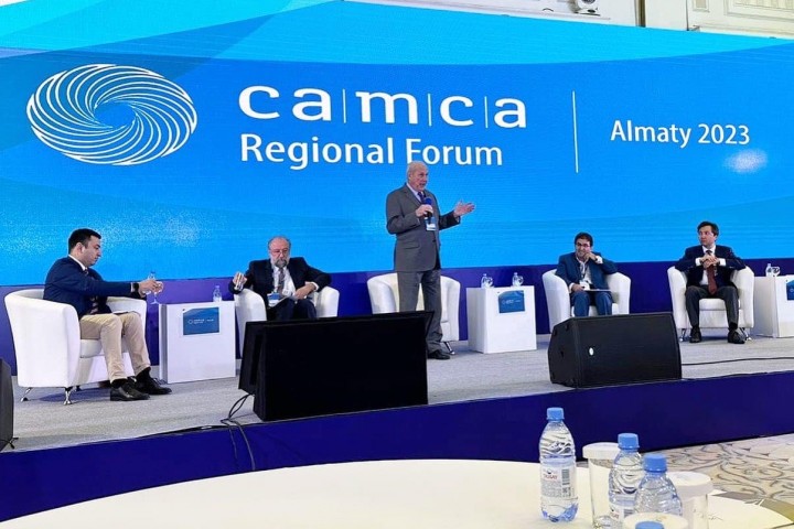 Dr. Fariz Ismailzade delivered a speech at the 2023 CAMCA Regional Forum held in Almaty, Kazakhstan